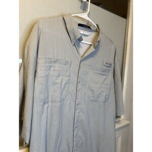 Columbia PFG Mens XL Gray Short Sleeve Fishing Vented Performance TIAMIAMI
